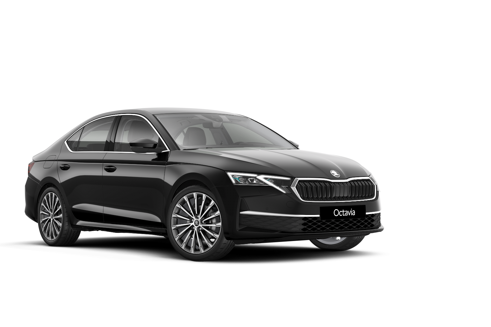 Škoda Octavia schwarz schräge Frontansicht